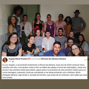 Oficina de roteiro cinematográfico audiovisual Adriana Camara