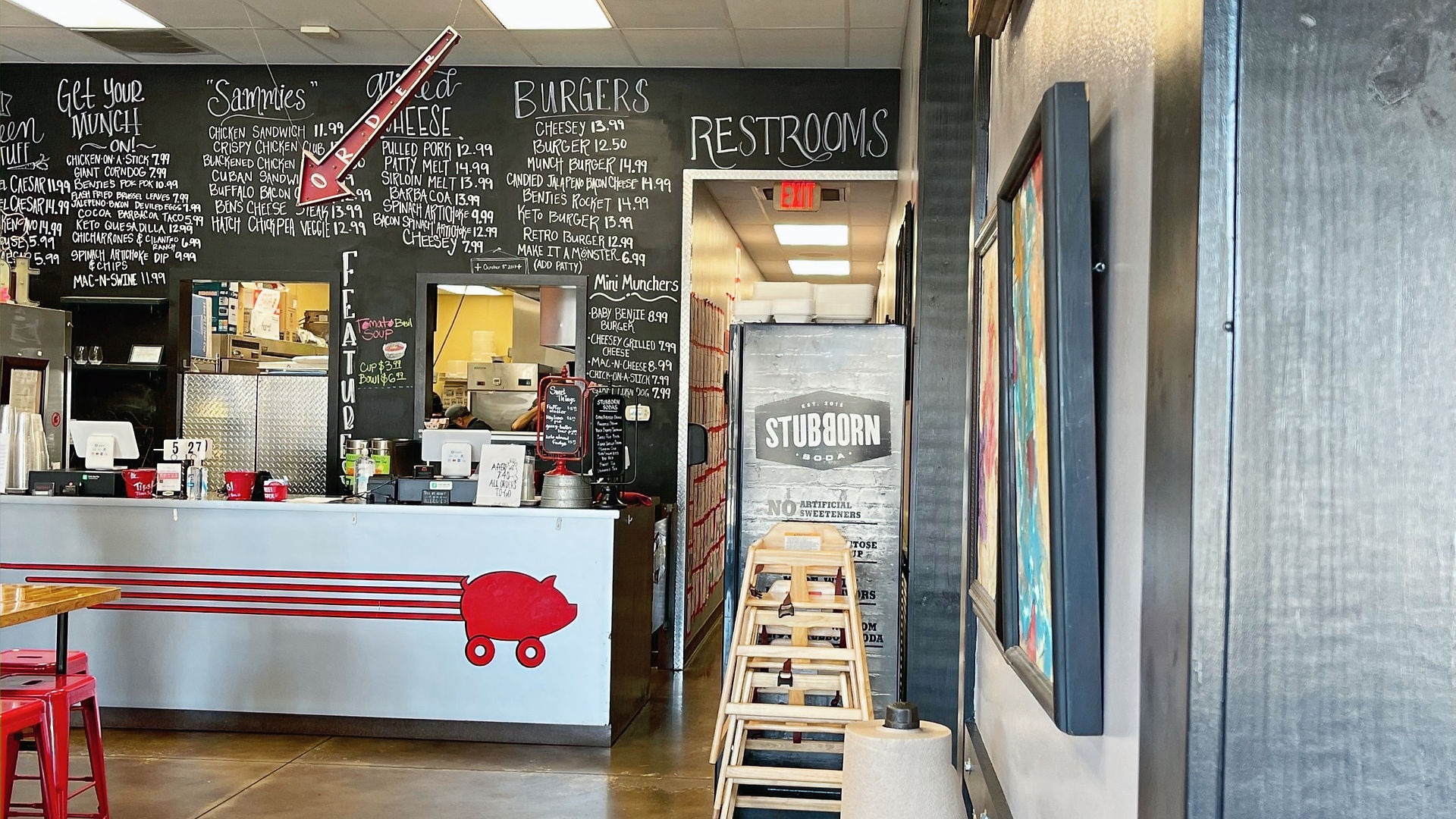 front of restaurant with register