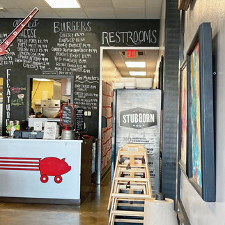 front of restaurant with register