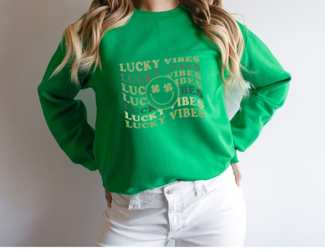 Lucky Vibes Text Htv Transfer