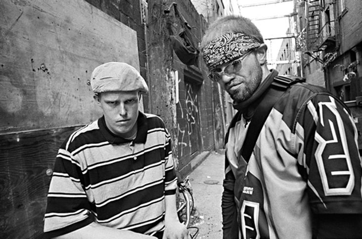 Two men staring at the camera