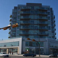 Far exterior view of a large residential complex