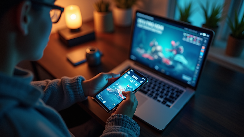 High angle view of a person using a smartphone to access an online gaming platform