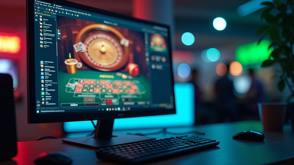Close-up view of a computer screen showing an online casino game interface