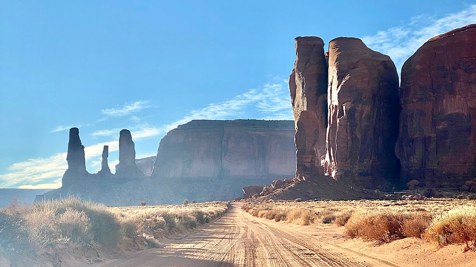 A scenic view of the mountains in Monument Valley, Arizona.