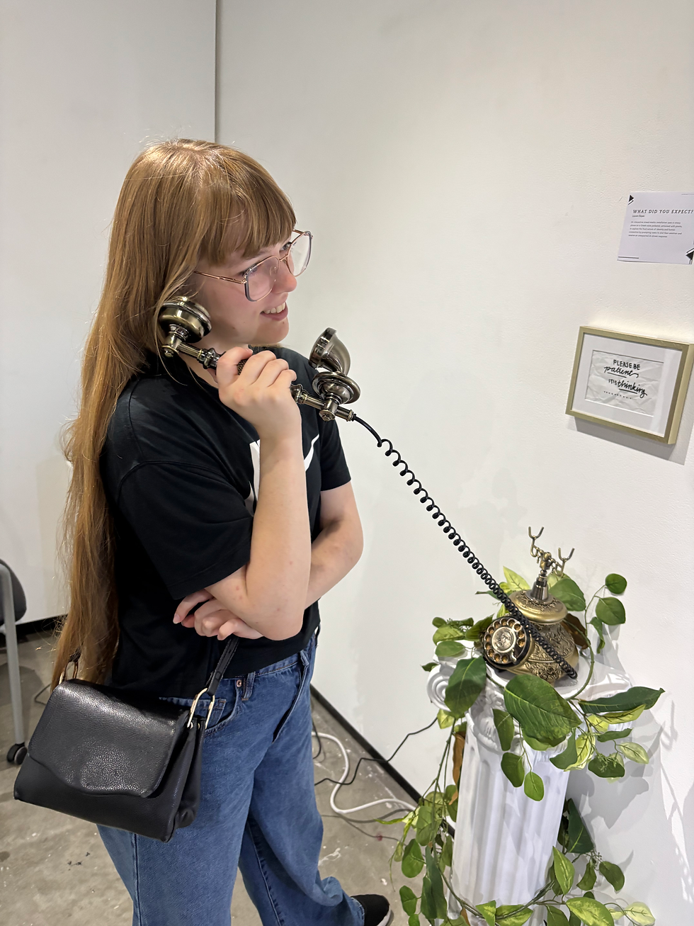 ABOVE: User using the phone at the exhbition.