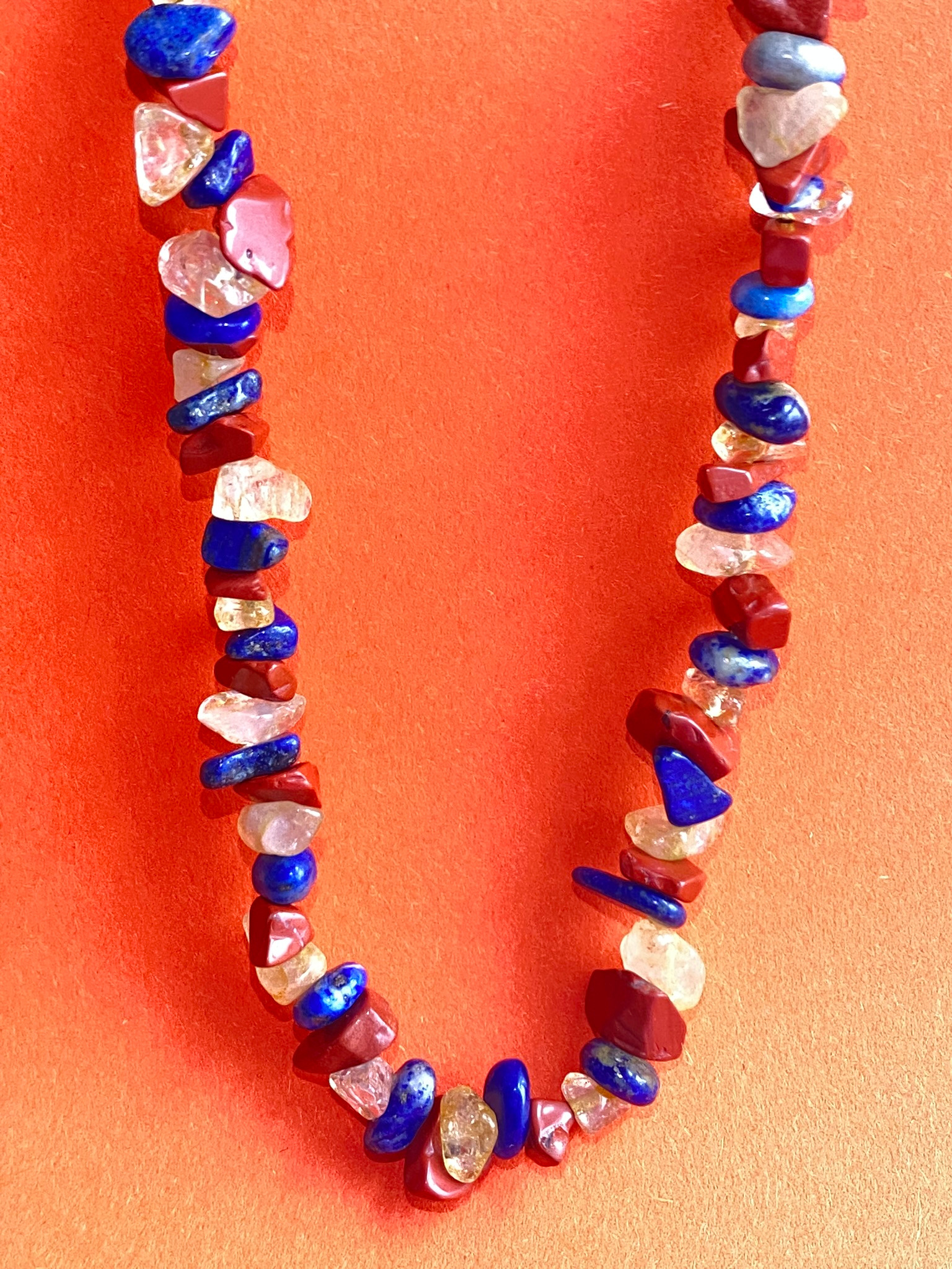 Necklace - agate, citrine, lapis lazuli