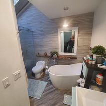 Master Bathroom Remodel, new tile, moved walls, added closet, new shower, soaking tub, vanity, lighting, wall treatment