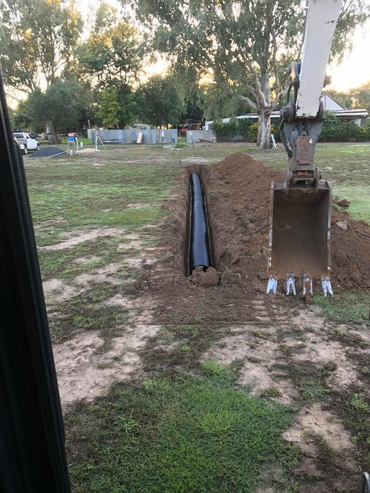 Rubble Drain Trench dug with excavator