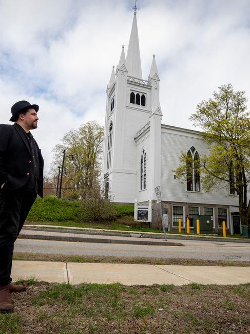 Rev. Israel Buffardi Outside The North Parish of North Andover, MA