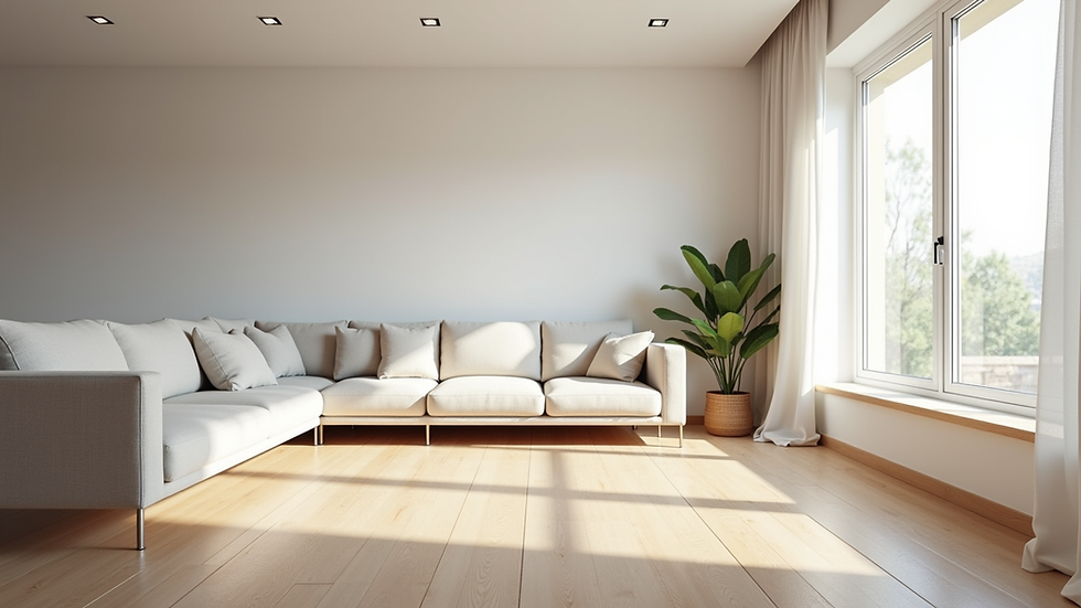 Eye-level view of a clean and empty living room ready for move-in