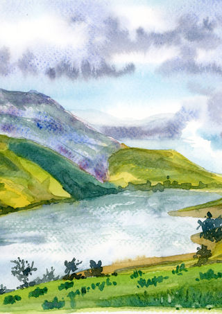 lough finn, county donegal, ireland, irish art, watercolour, gaeltacht
