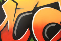 graffiti painted in boy bedroom