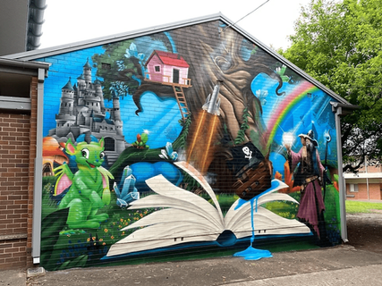 School fantasy playground mural for kids in Sydney