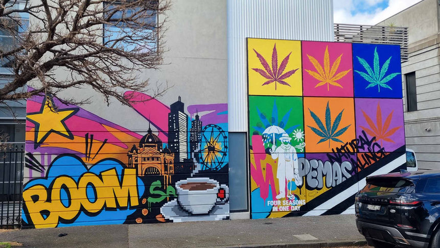 Melbourne street art mural in South Melbourne featuring graffiti lettering and stencil art.jpg