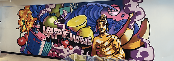 hand painted mural in vape shop in Sydney