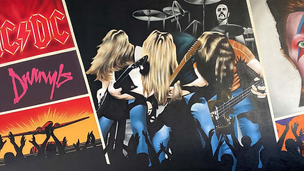 Music wall art mural featuring band wall art and graffiti art in a home bar on the South Coast NSW