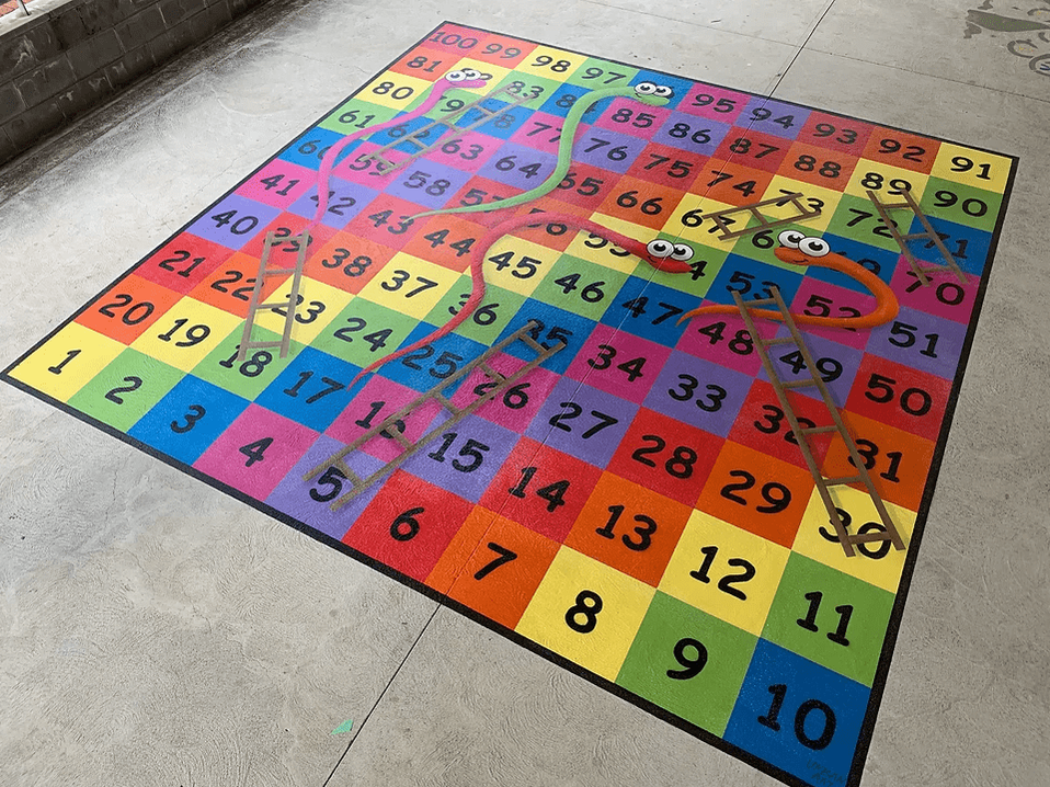 Kids School hand-painted Board-game Mural on the ground fro school