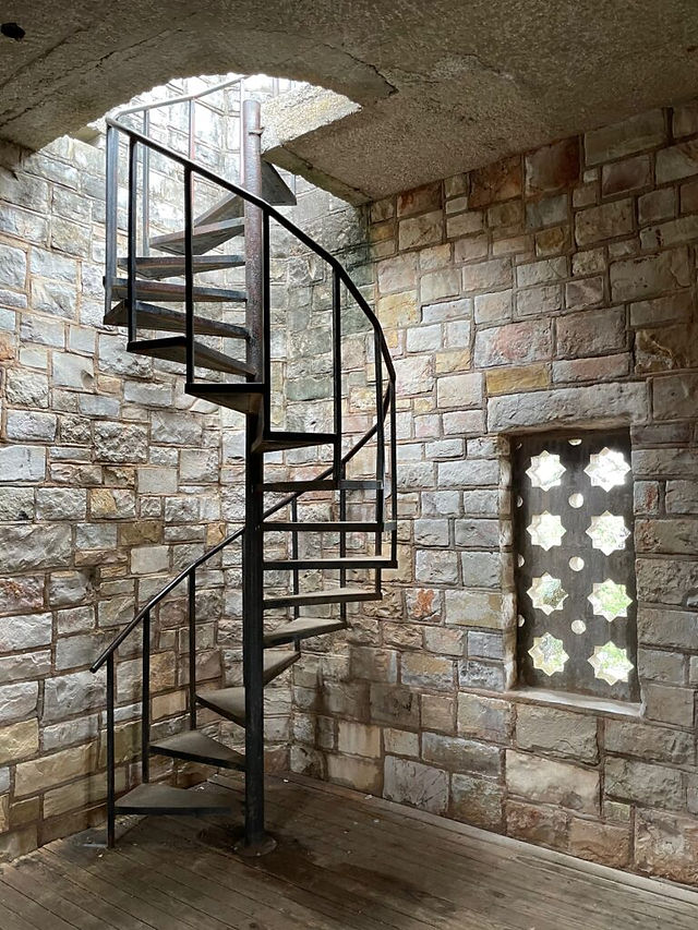 A staircase into a cave at Longhorn Cavern State Park.