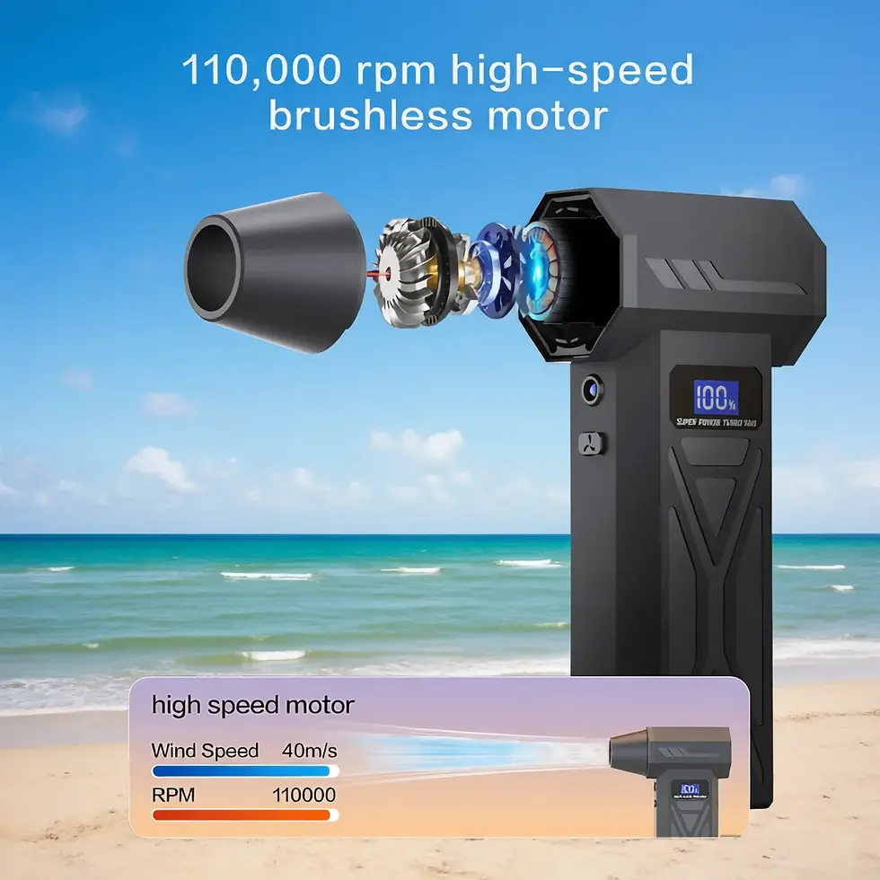 Thumbnail: Powerful Air Blower 110000Rpm 4 Gear Adjustable Turbo Jet Blower With Led Light 