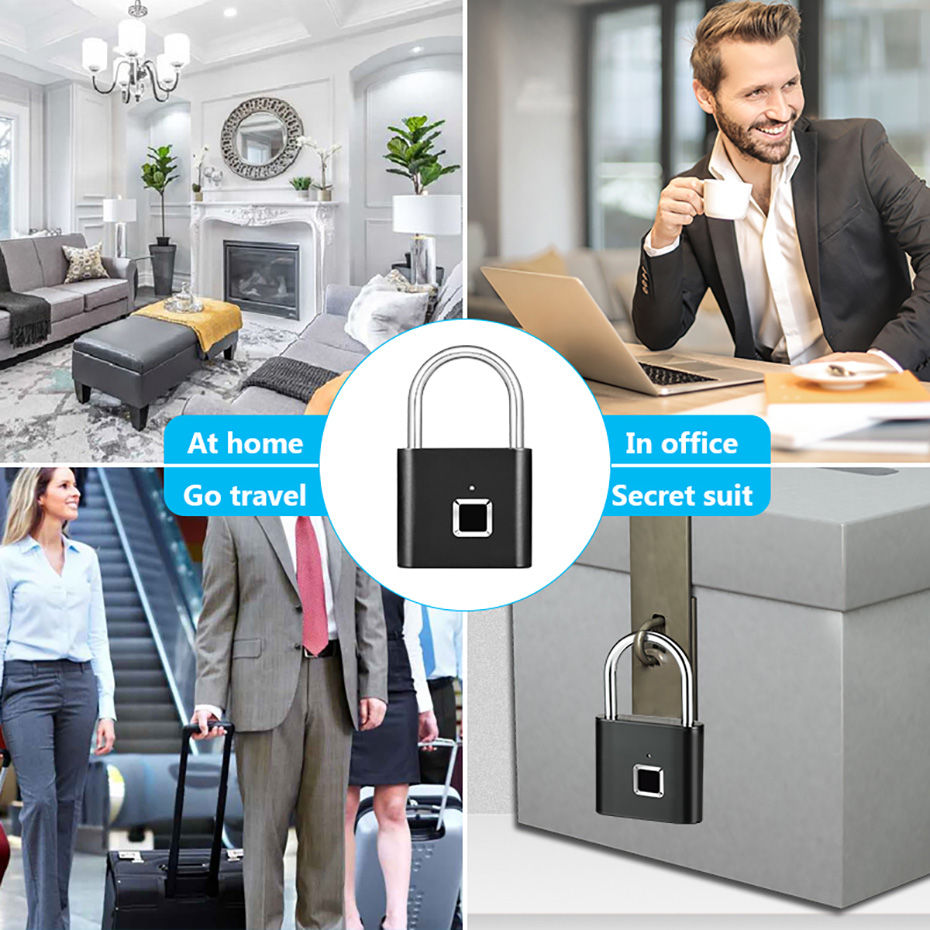 Thumbnail: KERUI Fingerprint Lock Keyless USB Charging Smart Padlock Waterproof Door Lock 0
