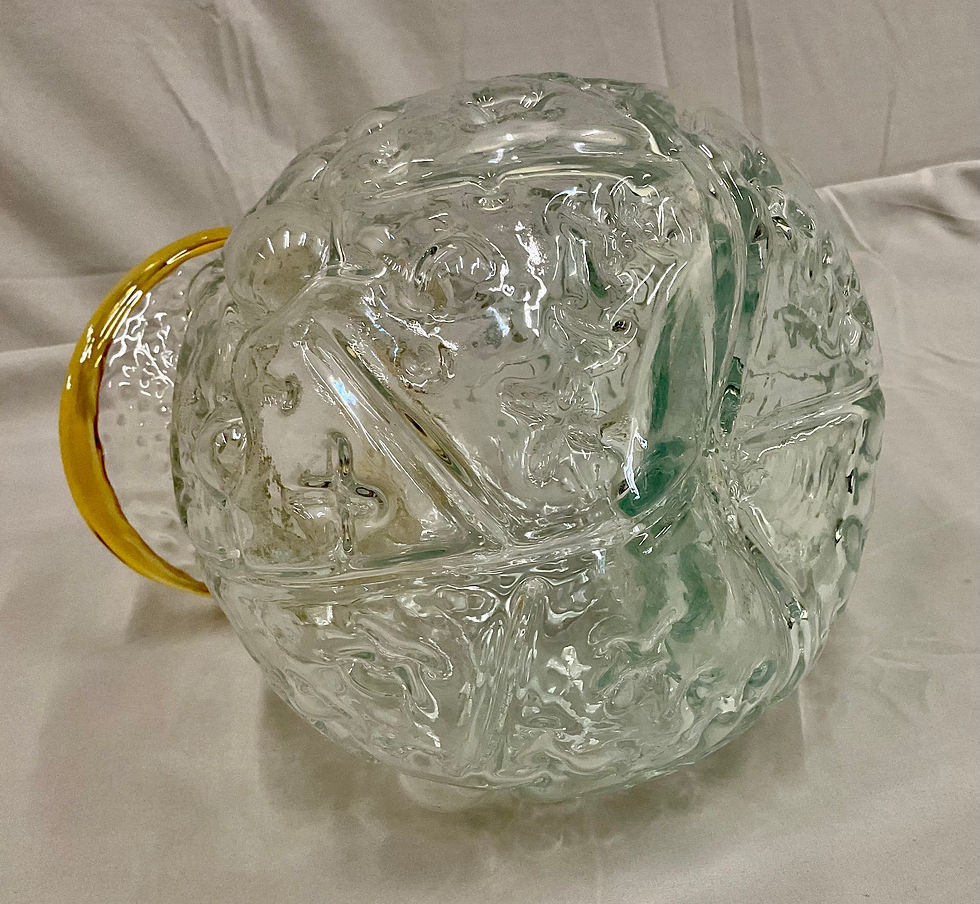 Thumbnail: Blenko Glass Textured Ball Vase Crystal with Topaz Accent (#9431)