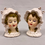Thumbnail: Vintage Lady Head Salt and Pepper Shakers Japan White Bonnets Gold Accents