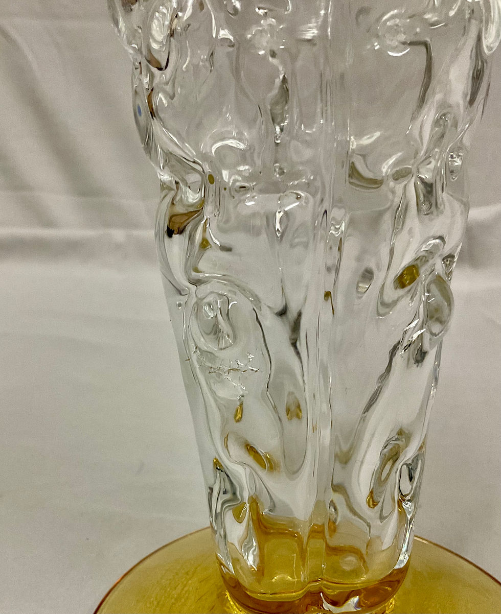 Thumbnail: Blenko Glass Textured Trumpet Vase Crystal with Topaz Accent (#9423)