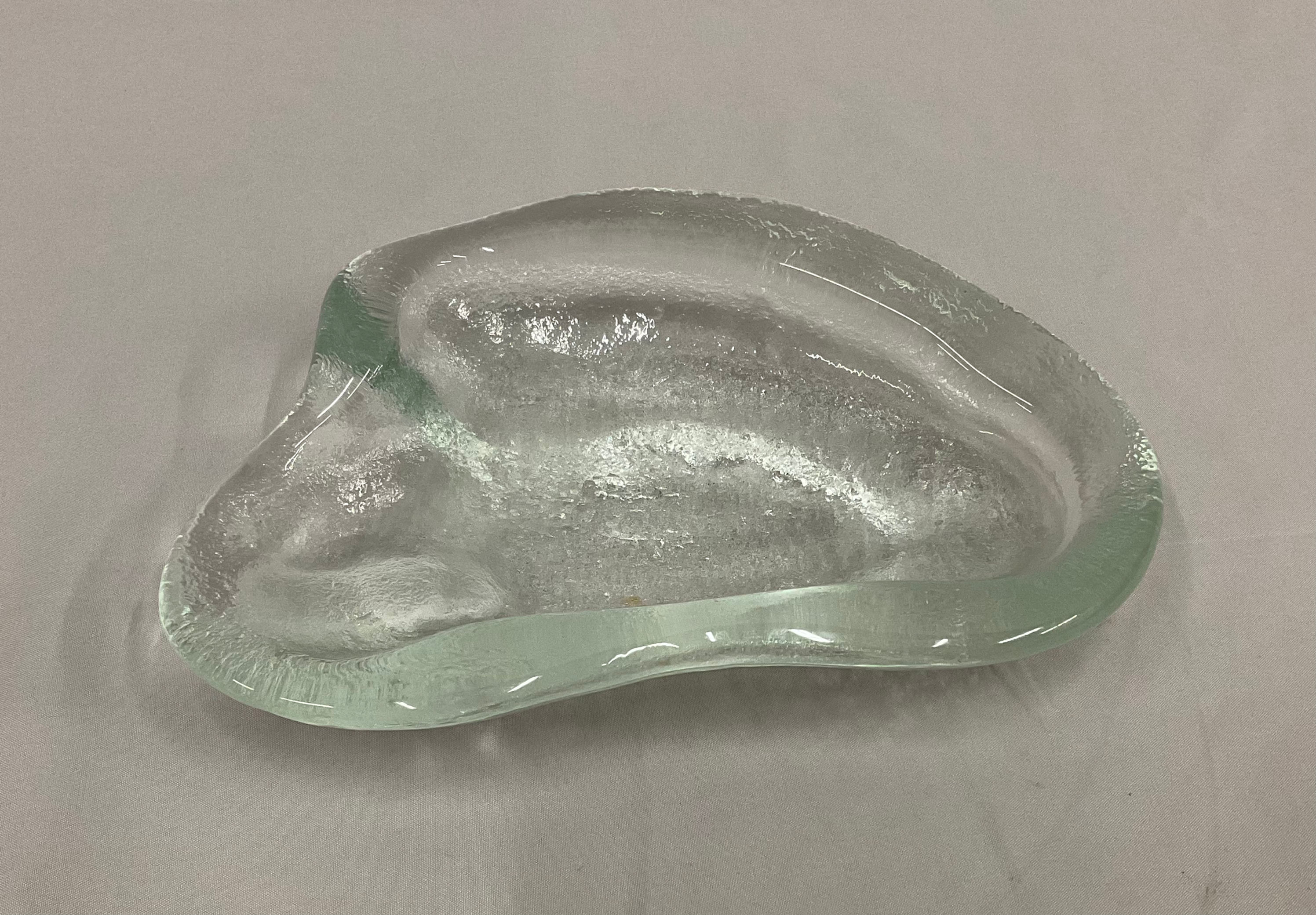 Blenko Glass "Amoeba" Freeform Dish Crystal (Clear) (#966)