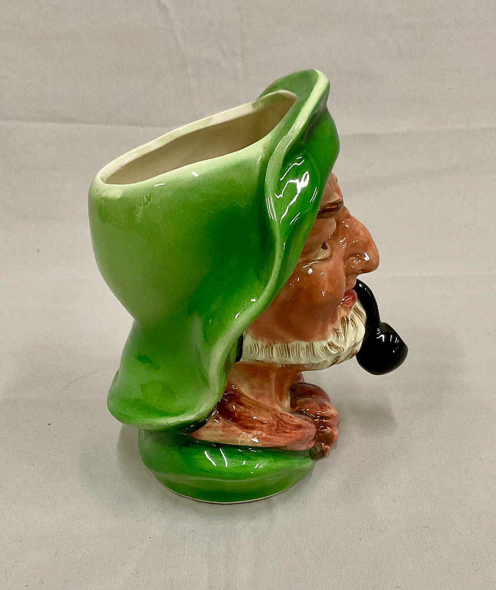 Thumbnail: Enesco Vintage Fisherman Sailor Captain Head Vase Green Rain Jacket Hat Pipe