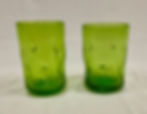 Thumbnail: Green Blenko Glass Pinched Crackled Juice Tumbler Glass - Set of 2 (#418S)