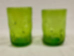 Thumbnail: Green Blenko Glass Pinched Crackled Juice Tumbler Glass - Set of 2 (#418S)