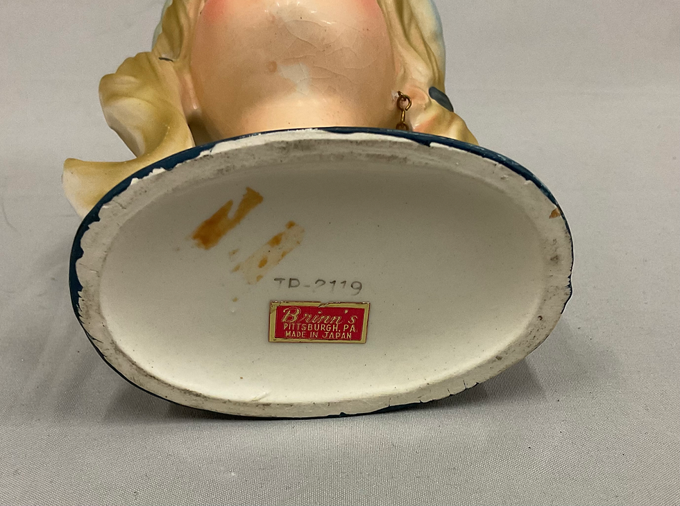 Thumbnail: Brinn’s Vintage Lady Head Vase Blonde Blue Hat TP-2119 Japan
