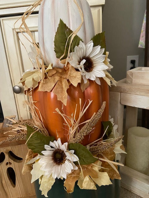 Closeup finished painted pumpkins!