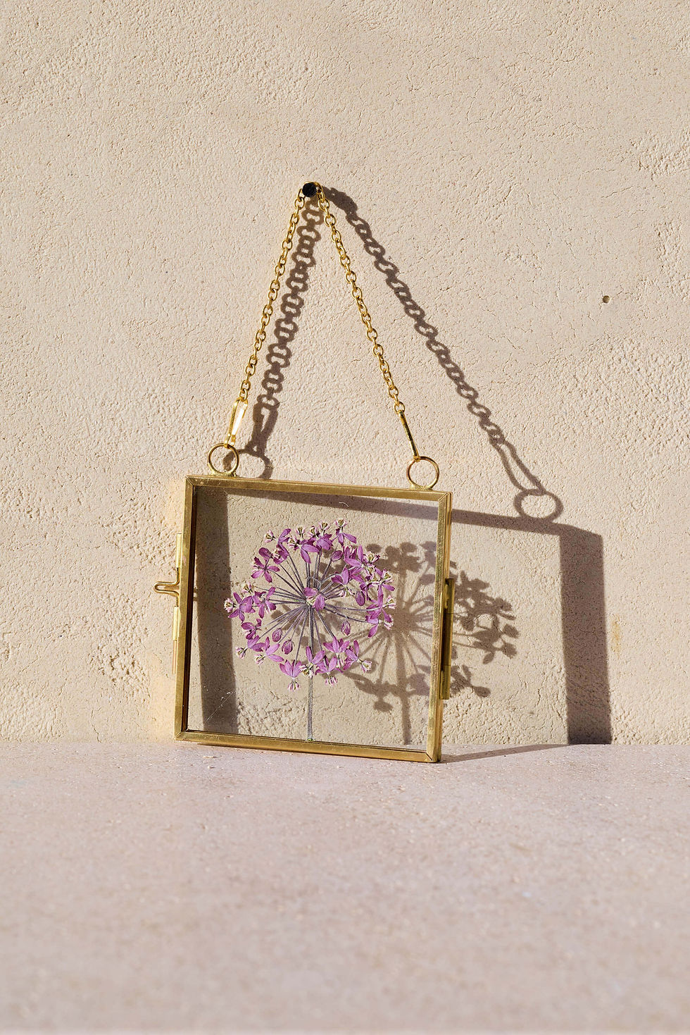 פריט אמנות של פרח מיובש בזכוכית