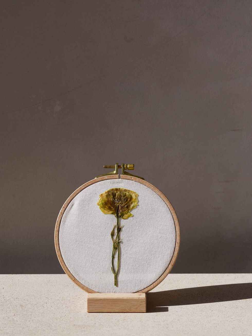 אמנות פרחים מיובשים על בד