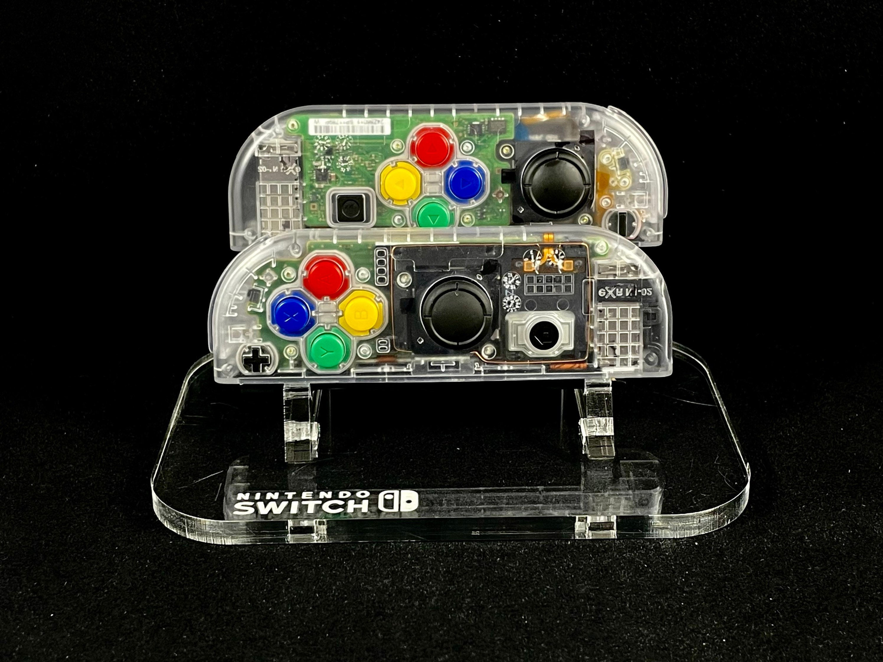 Transparent Nintendo Joycons Set with Rainbow buttons
