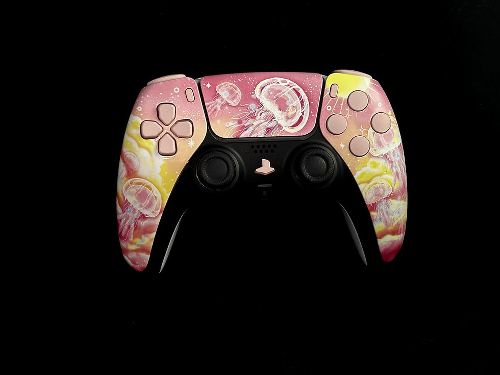 Custom Pink Jelly Fish PC or PS5 controller with Cherry Blossom Pink Buttons