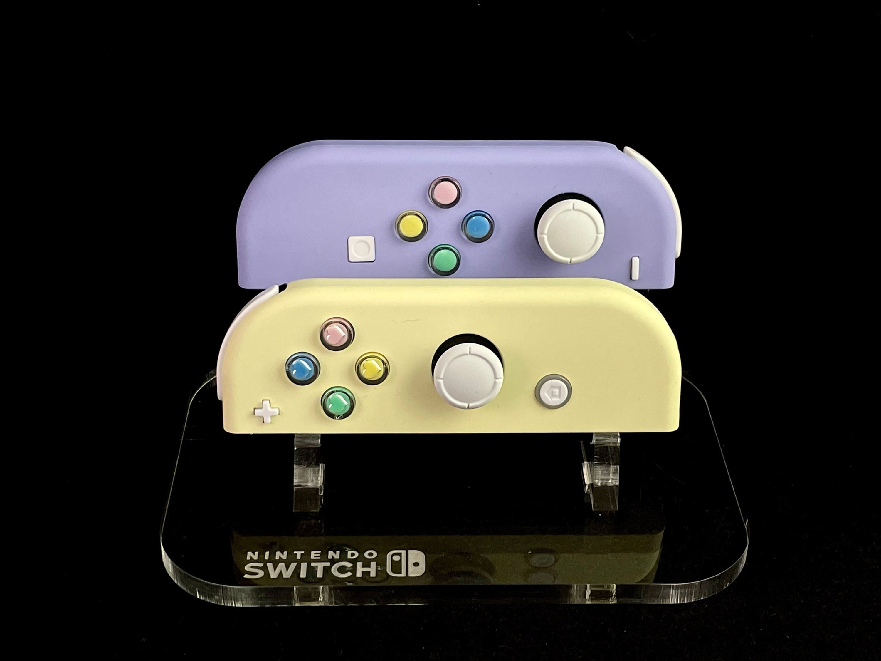 Custom Light Violet and Cream Nintendo Joycons with Pastel heart buttons and whi