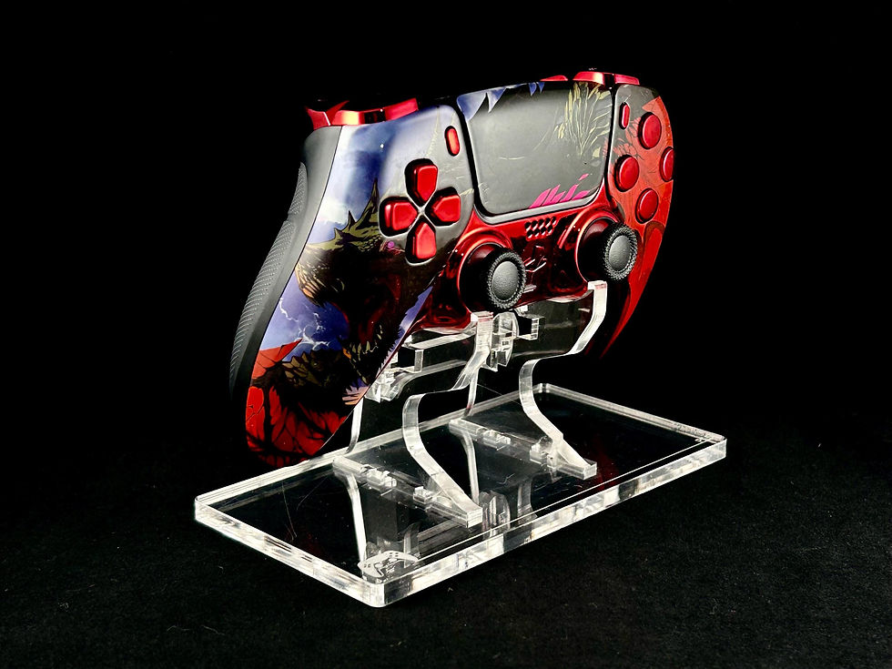 Custom Roaring Dragon PS5 Controller – Chrome Red Buttons & Textured Grip