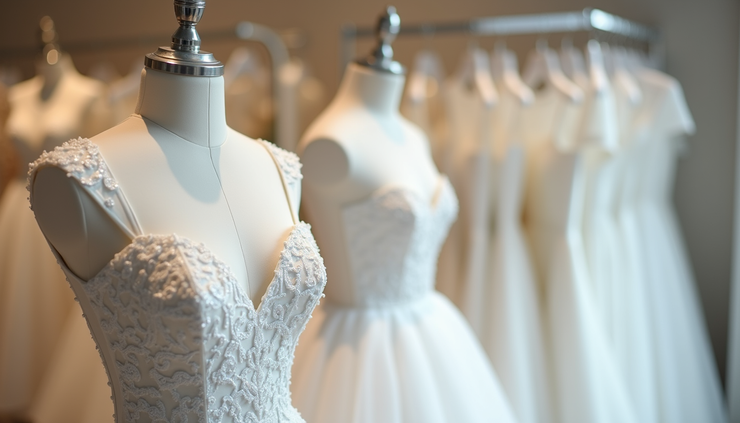 Yakın çekim Ankara’da modern gelinlik modeli