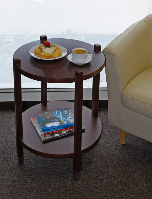 TWO TIERED ROUND SIDE TABLE