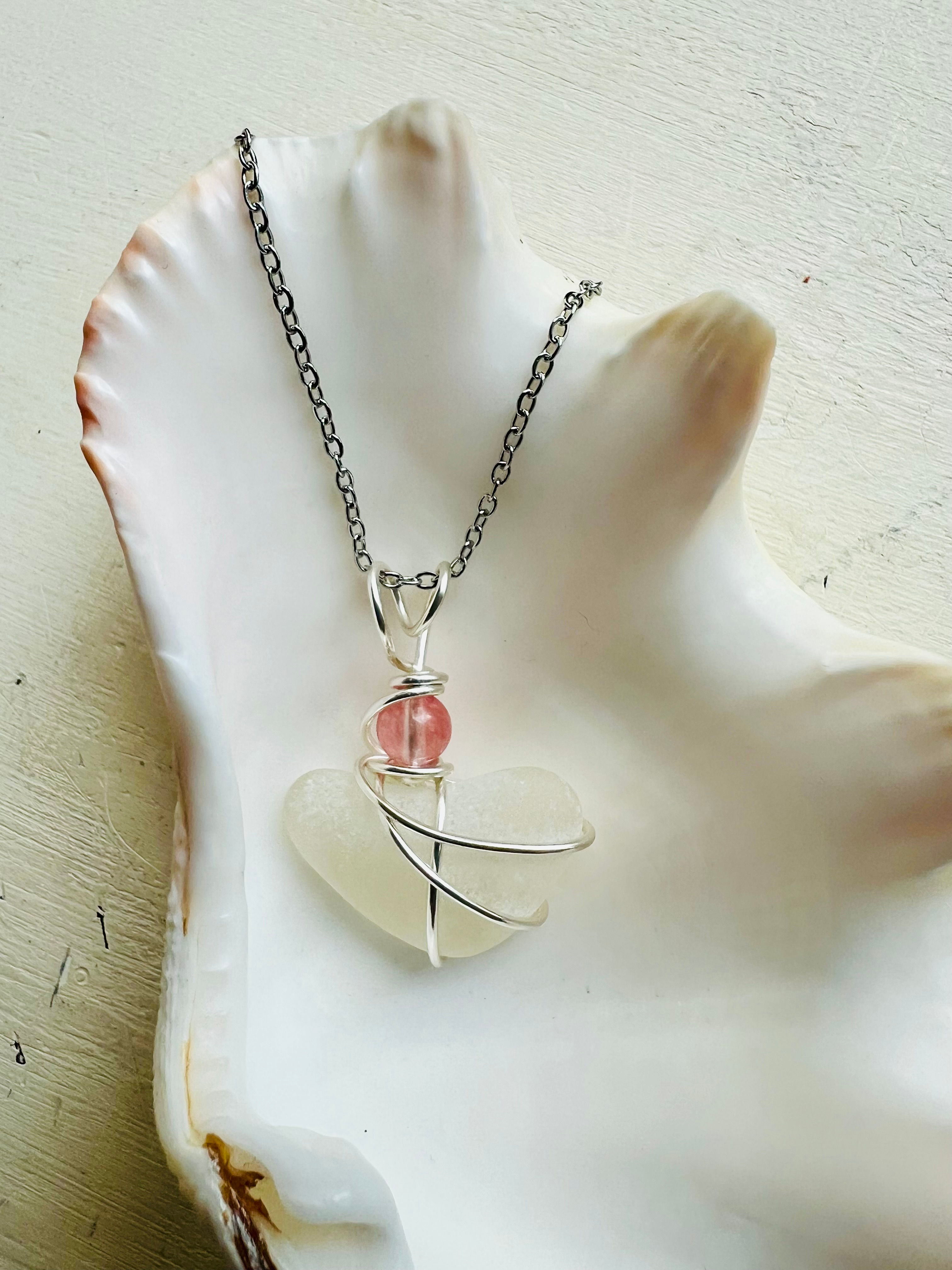 Heart shaped Seaglass Necklace