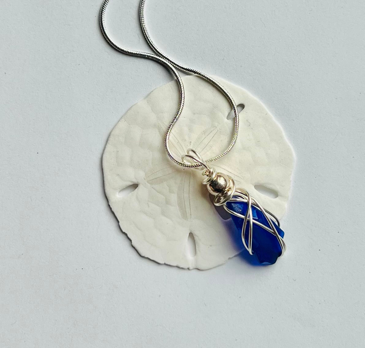 Small  Blue Seaglass Necklace