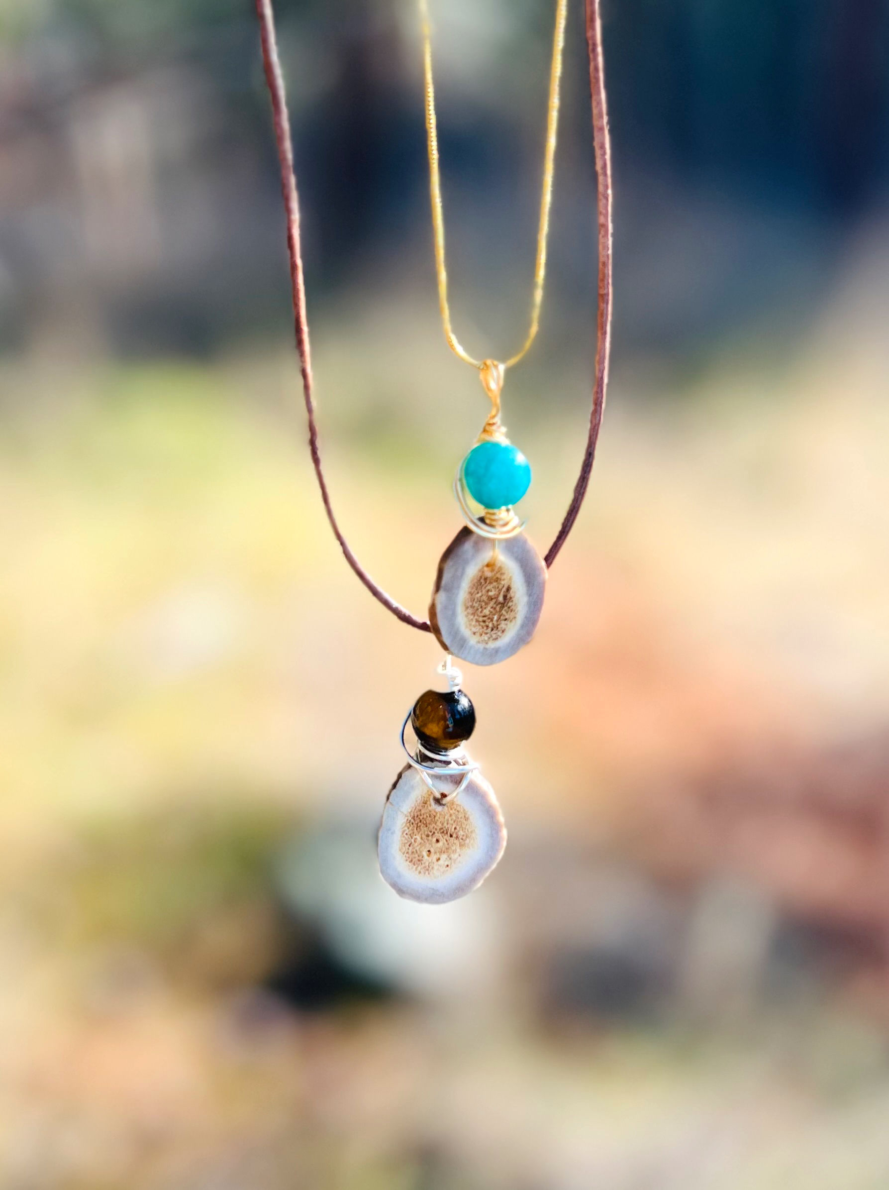 Teal Antler Necklace