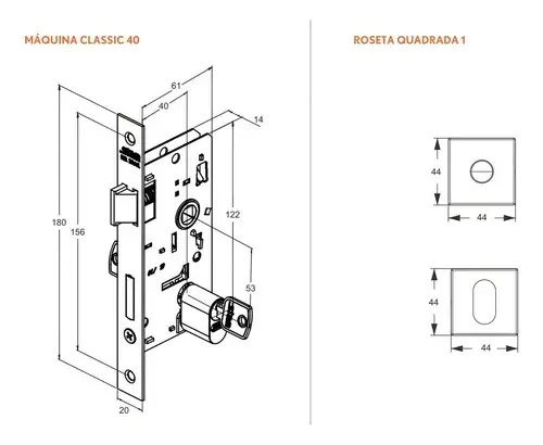 Miniatura: Fechadura Externa Roseta Quadrada Classic 3400 Gold Stam Cor Dourado