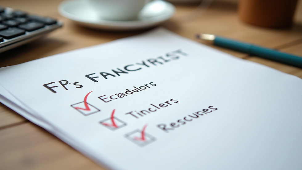 Close-up view of a checklist with the 5 P's of event planning written on it