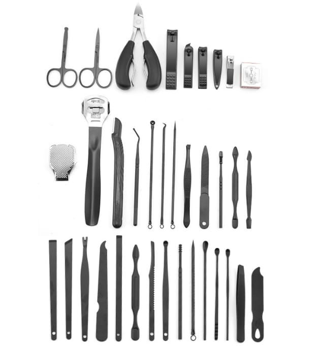 Küçük resim: Çantalı Paslanmaz Çelik 36lı Manikür&pedikür Set 36 Parça
