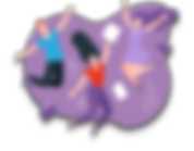 Graphic of three people jumping up in the air and throwing paper and books.