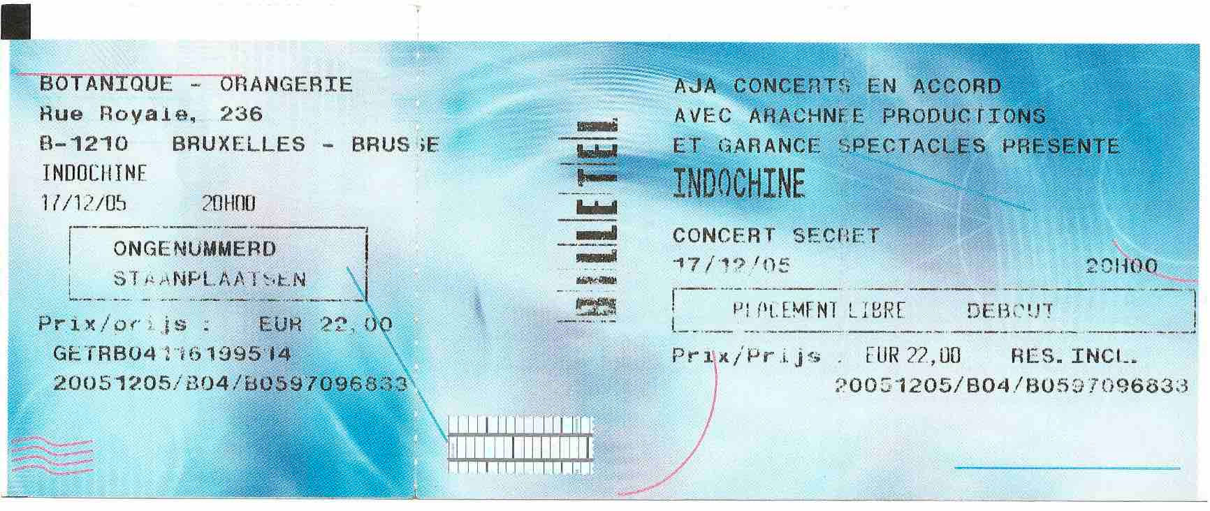 INDOCHINE - BRUXELLES - 17 DECEMBRE 2005